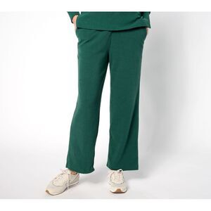 Maya J Women's Sleepwear Sz S Ribbed Fleece Wide Leg Lounge Pant Green A544622